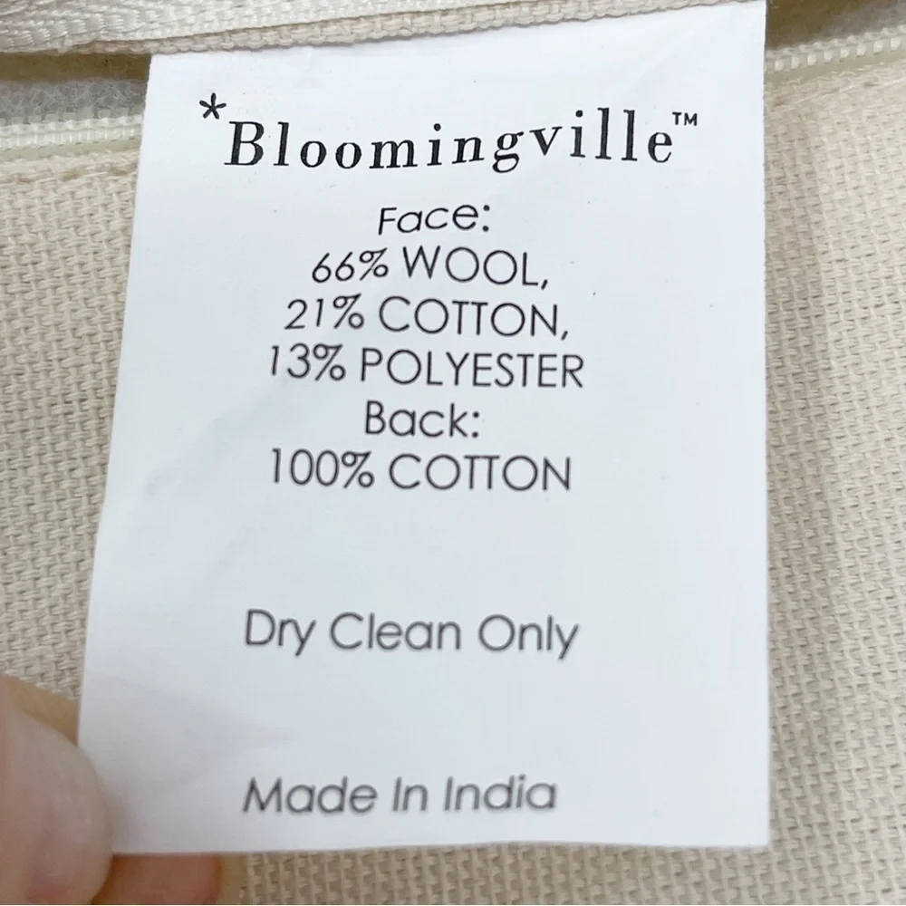 BLOOMINGVILLE Ivory Black Urban Ethnic Linen Blend Woven Pillow Cover 20” X 20”